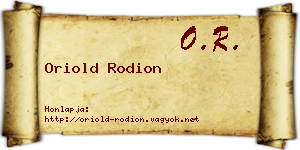 Oriold Rodion névjegykártya